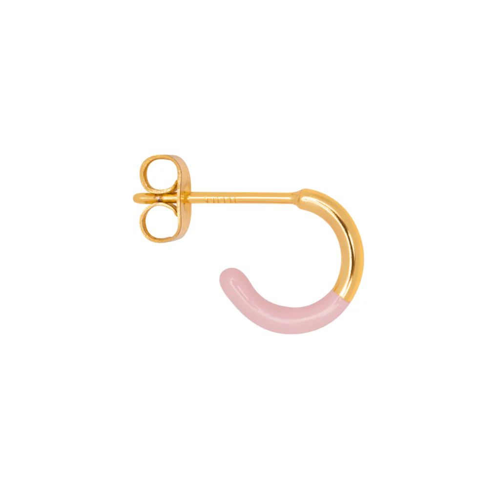 Gold Half Dip Enamel Coloured Single Hoop Earring | Lulu Copenhagen - Image 10