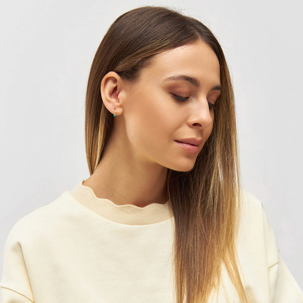 Gold Half Dip Enamel Coloured Single Hoop Earring | Lulu Copenhagen - Image 3