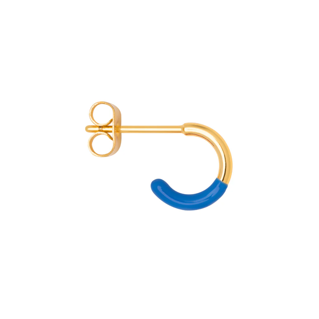 Gold Half Dip Enamel Coloured Single Hoop Earring | Lulu Copenhagen - Image 4