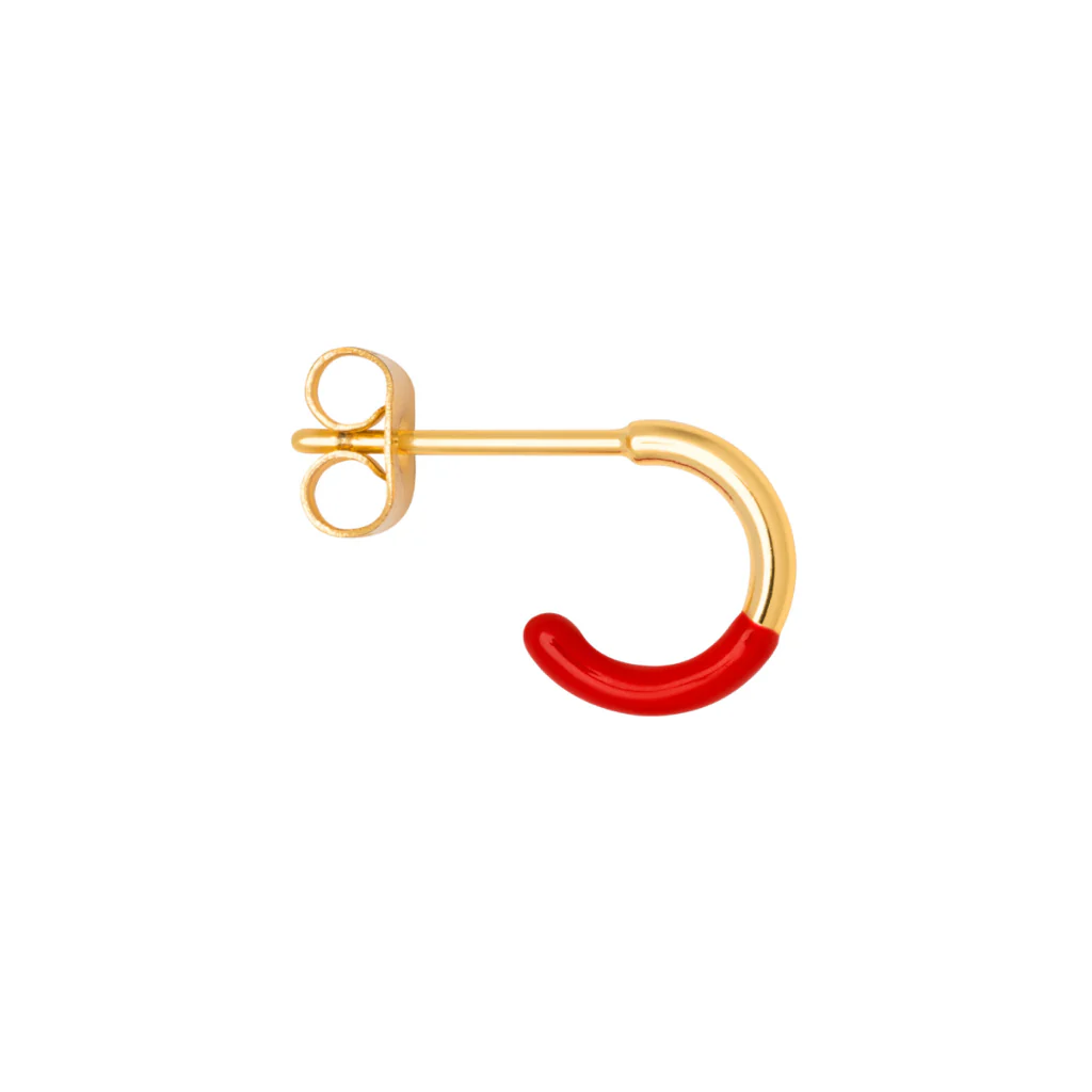 Gold Half Dip Enamel Coloured Single Hoop Earring | Lulu Copenhagen - Image 7