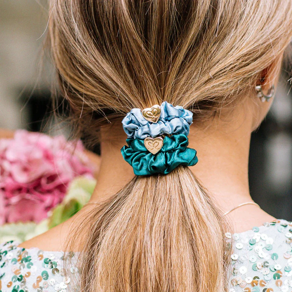 Gold Heart Silk Scrunchie | byEloise - Image 4