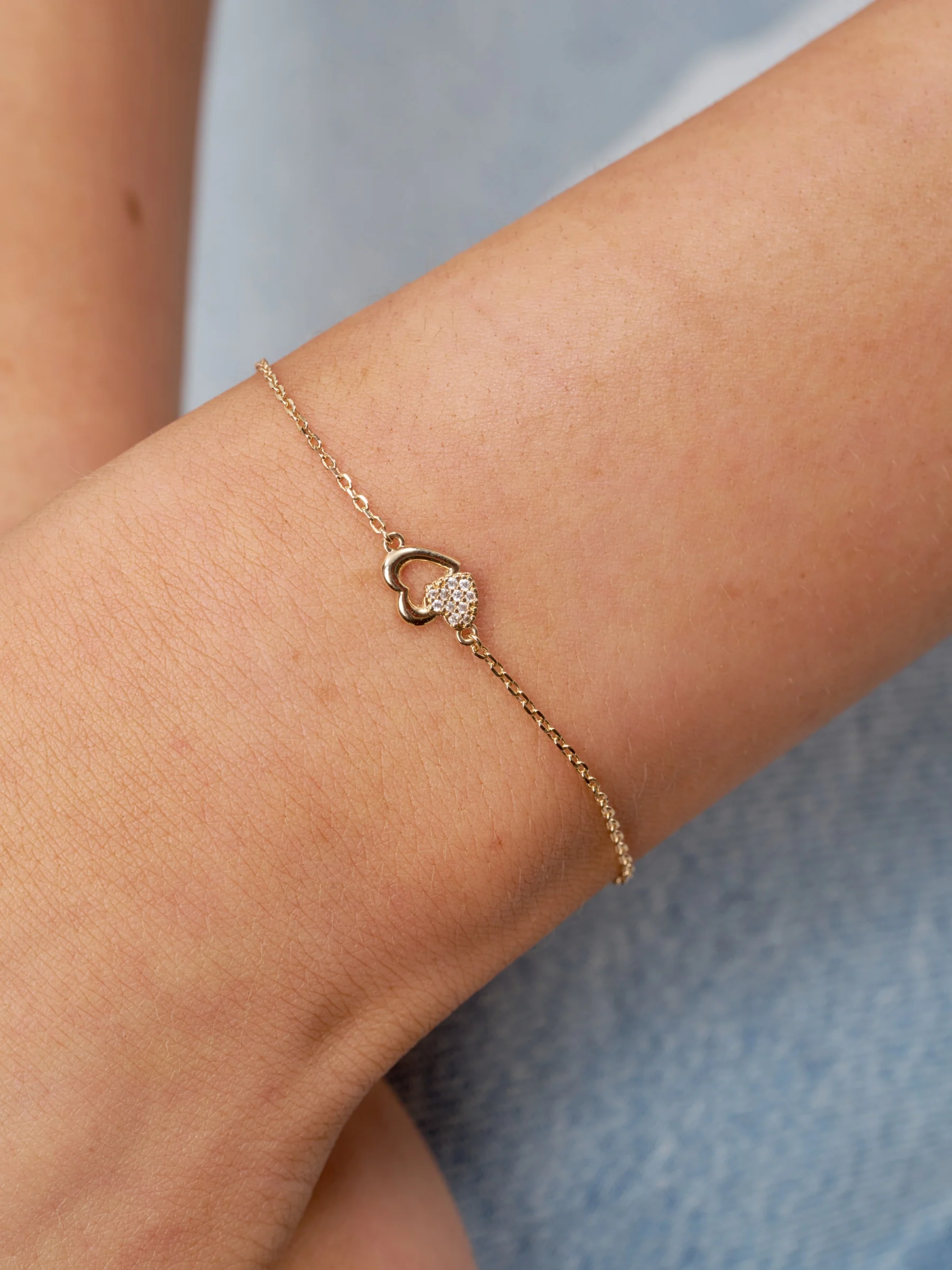 18ct Gold Plated Double Heart Bracelet | Effy - Image 3