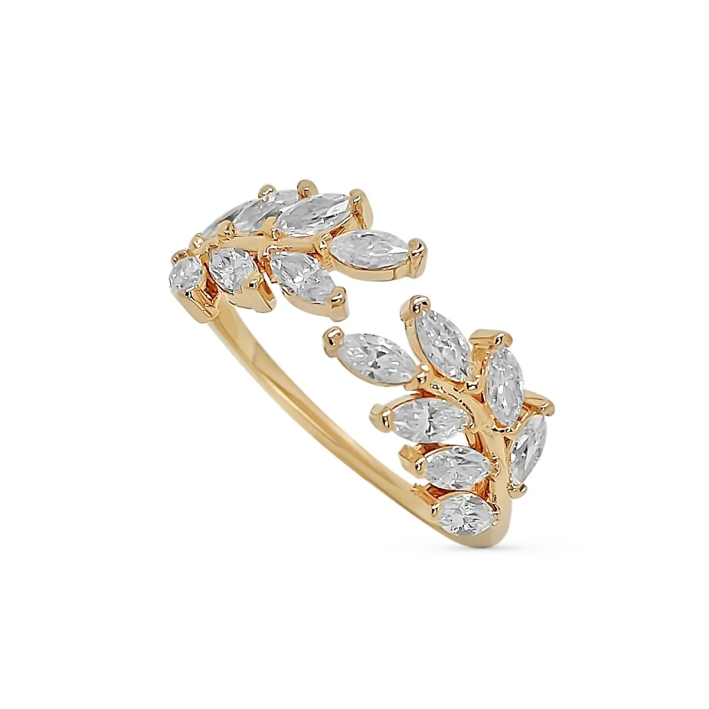 18ct Gold Plated Leaf Split Ring | Ayia - Image 11