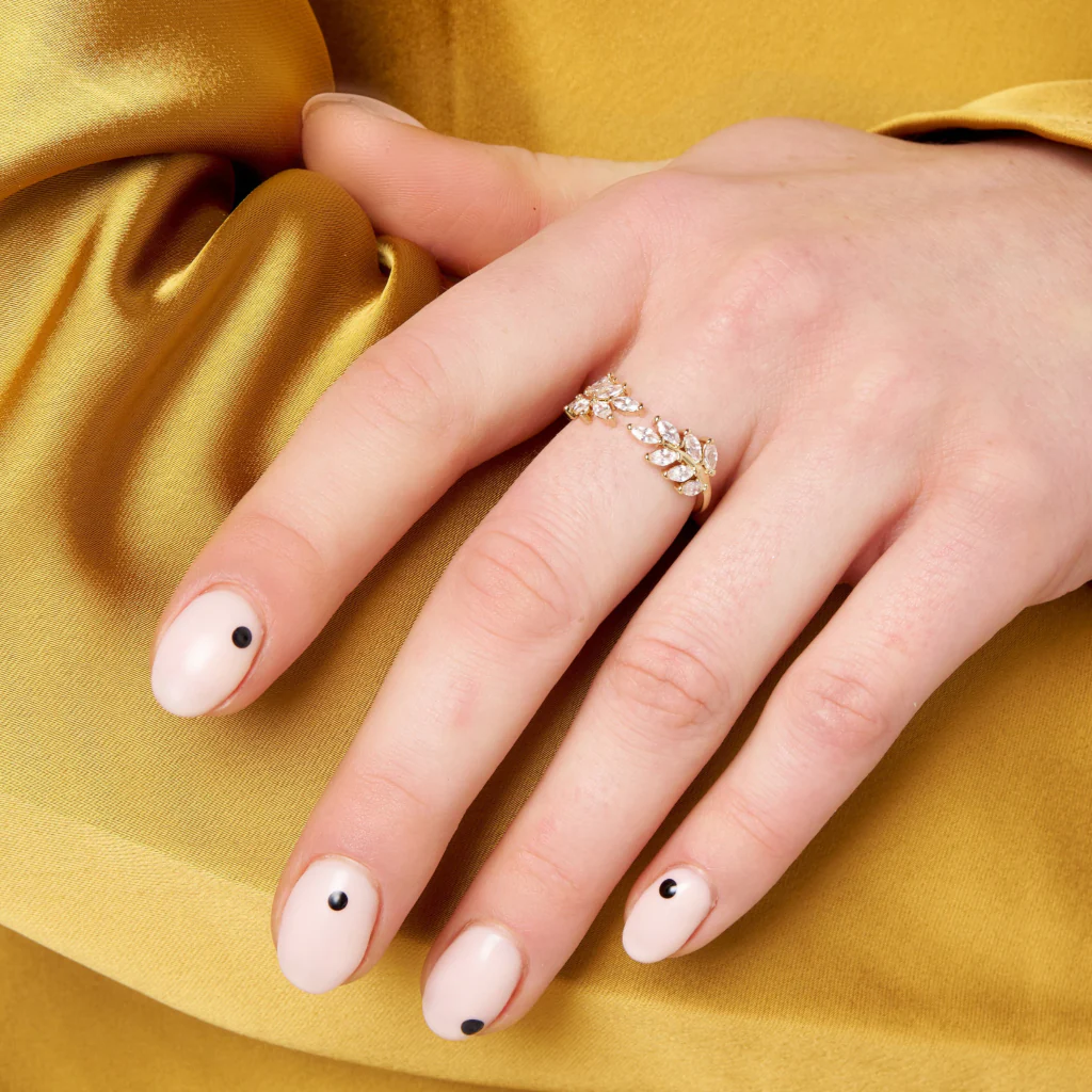 18ct Gold Plated Leaf Split Ring | Ayia - Image 14