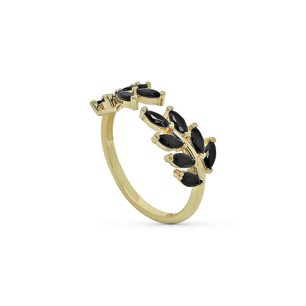 18ct Gold Plated Leaf Split Ring | Ayia - Image 8