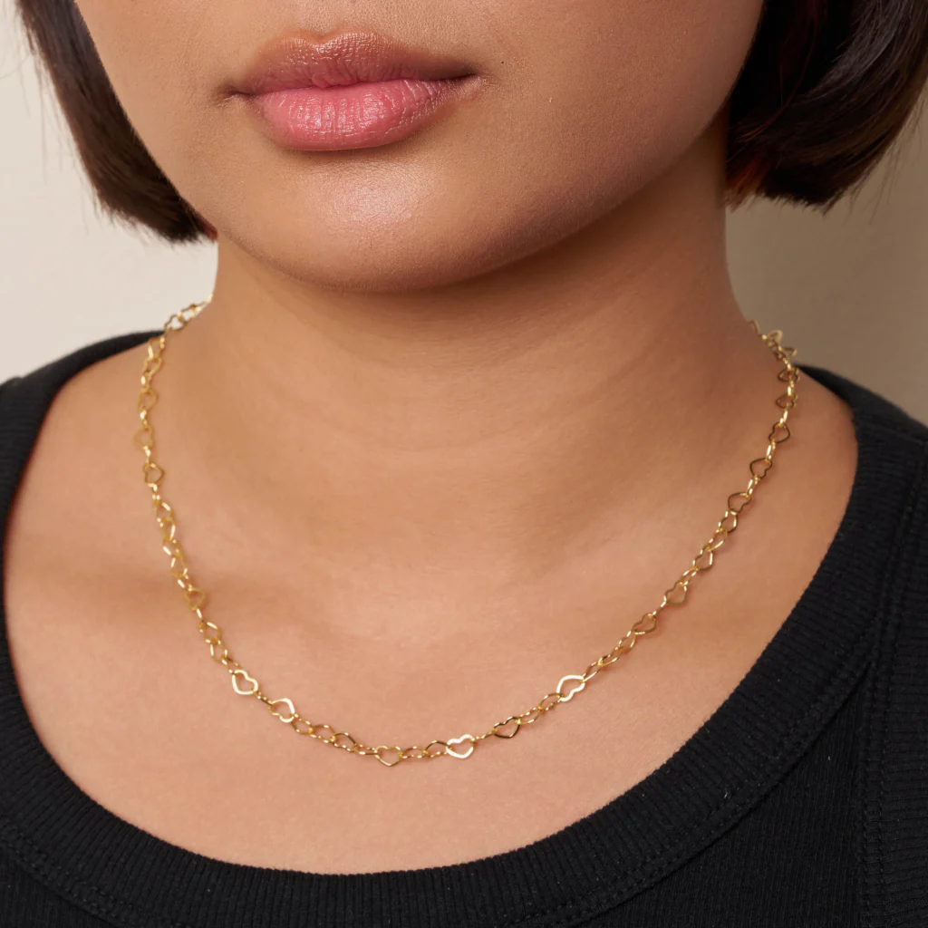 18ct Gold Plated Loveheart Chain Necklace | Carini - Image 3