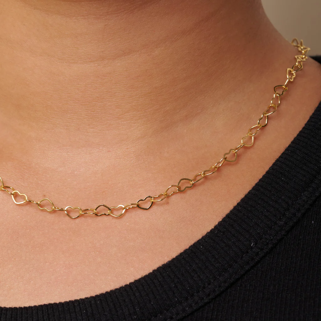18ct Gold Plated Loveheart Chain Necklace | Carini - Image 4