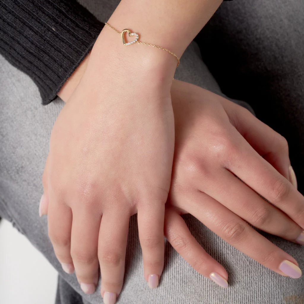 18ct Gold Plated Loveheart Cut Out Bracelet | Elvi - Image 3