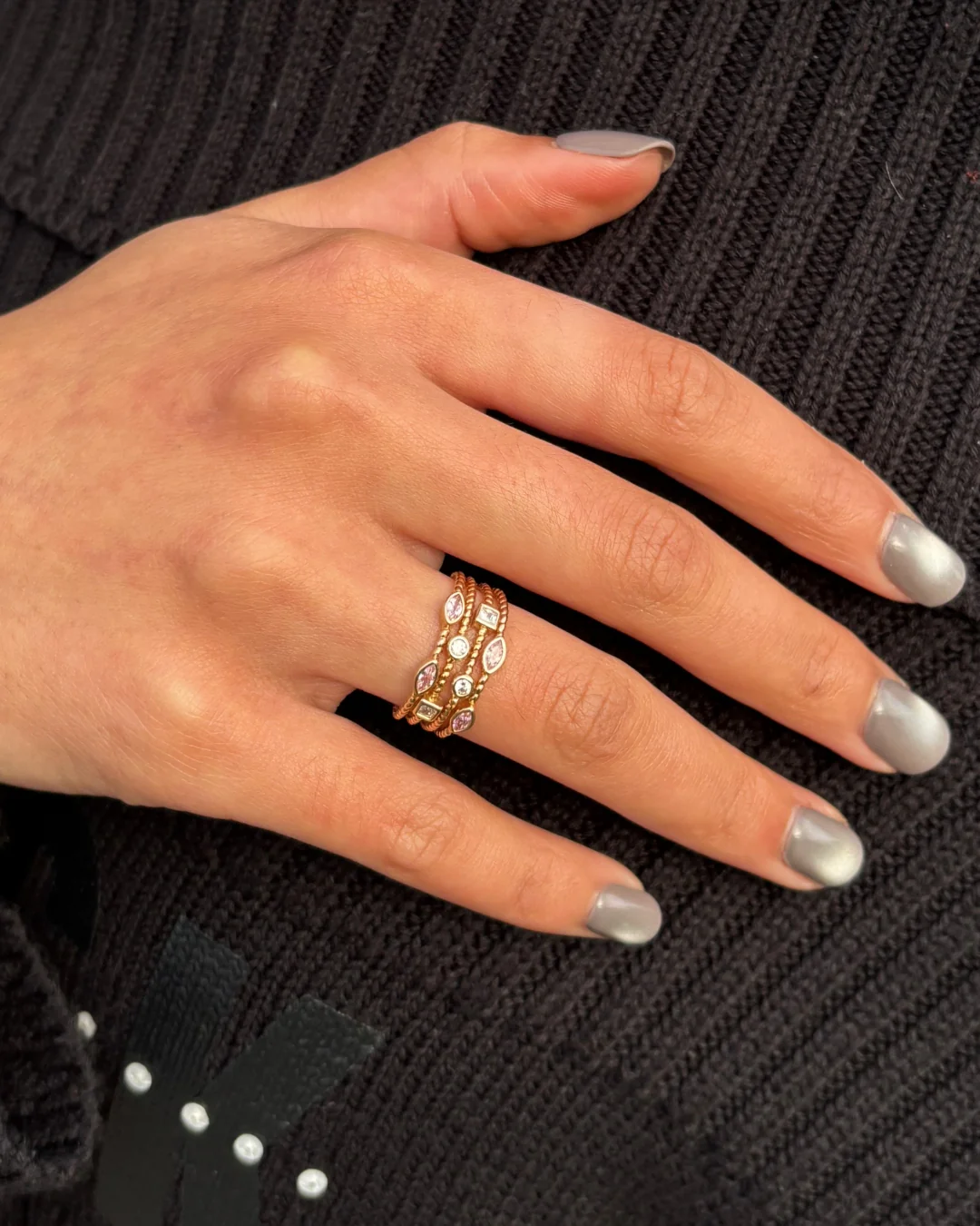 18ct Gold Plated Multistrand Colour Stone Ring | Kyra - Image 4