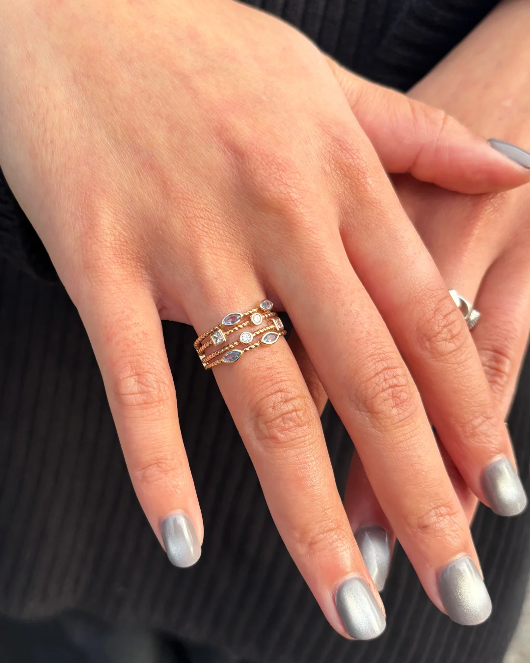 18ct Gold Plated Multistrand Colour Stone Ring | Kyra - Image 7