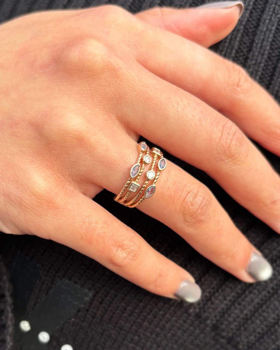 18ct Gold Plated Multistrand Colour Stone Ring | Kyra - Image 8