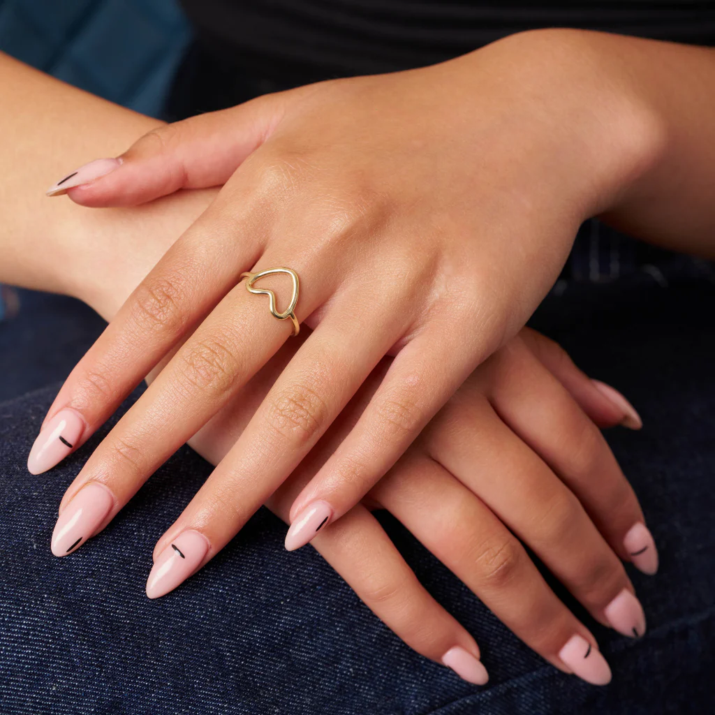 18ct Gold Plated Open Love Heart Ring | Avri - Image 3