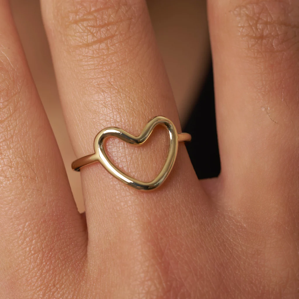 18ct Gold Plated Open Love Heart Ring | Avri - Image 4