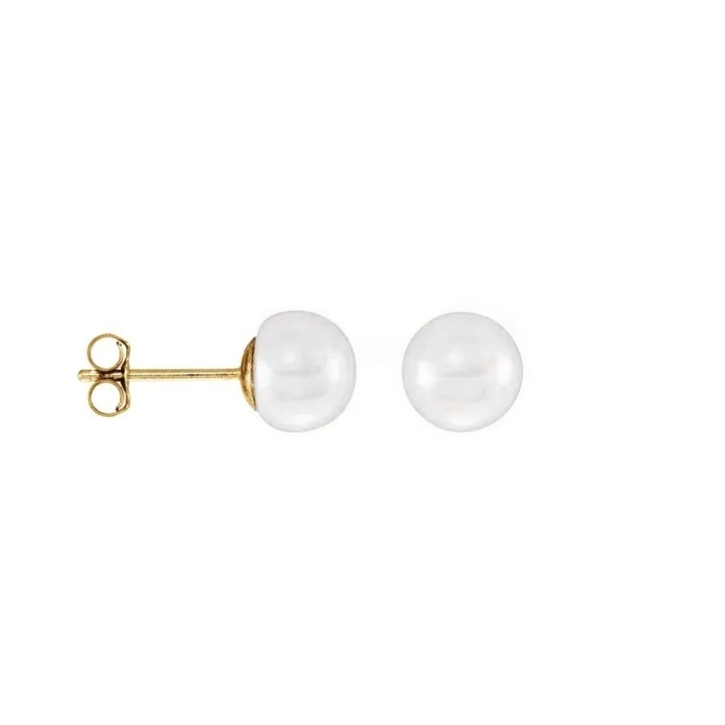 18ct Gold Plated Pearl Stud Earrings | Cami