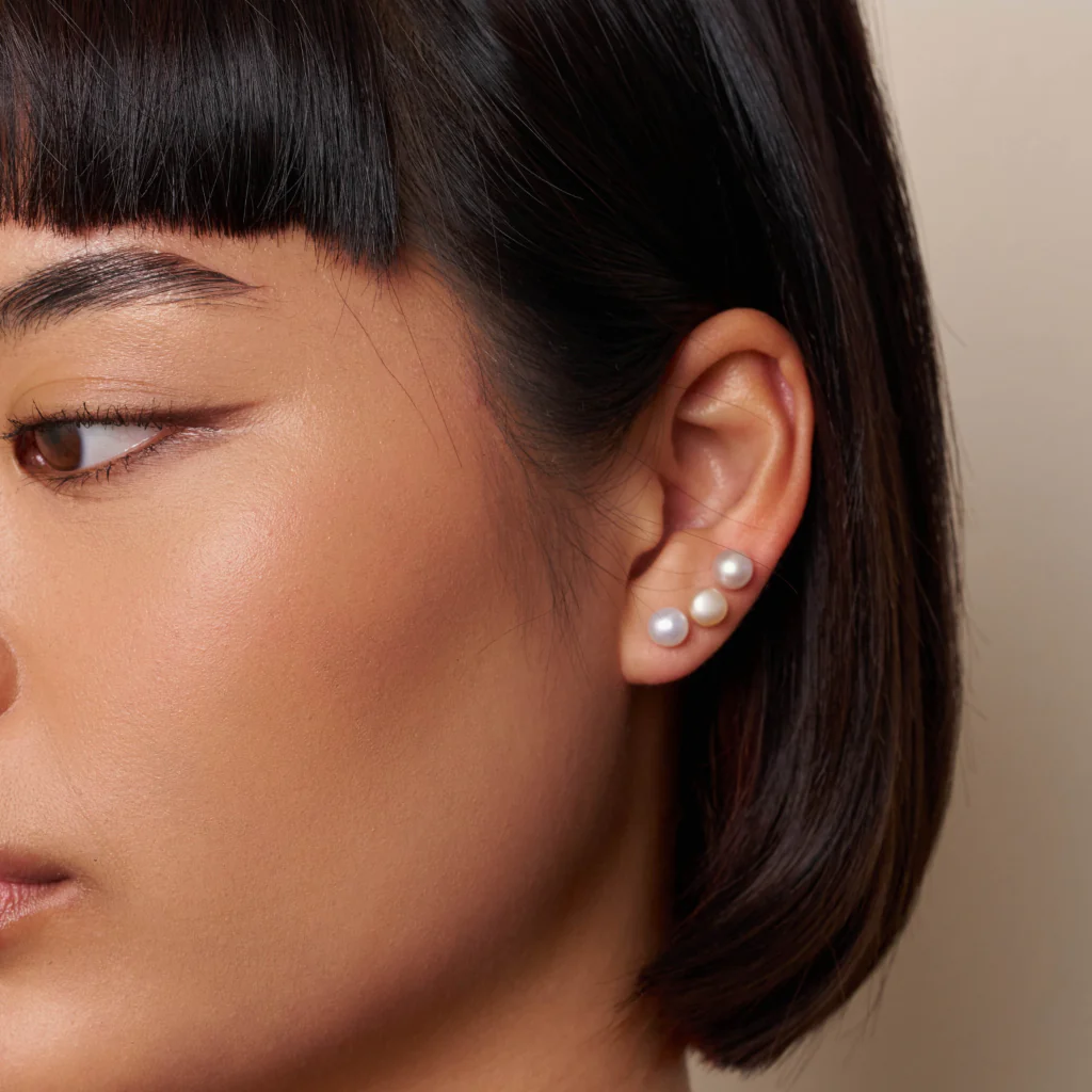 18ct Gold Plated Pearl Stud Earrings | Cami - Image 2