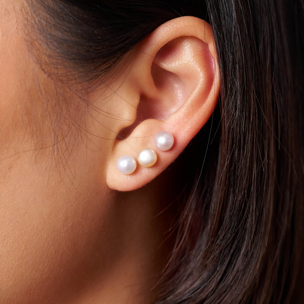 18ct Gold Plated Pearl Stud Earrings | Cami - Image 6