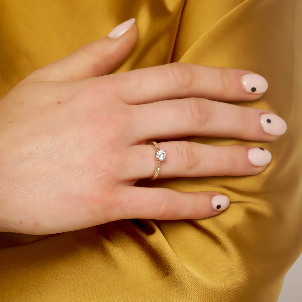 18ct Gold Plated Solitaire Ring | Sara - Image 3