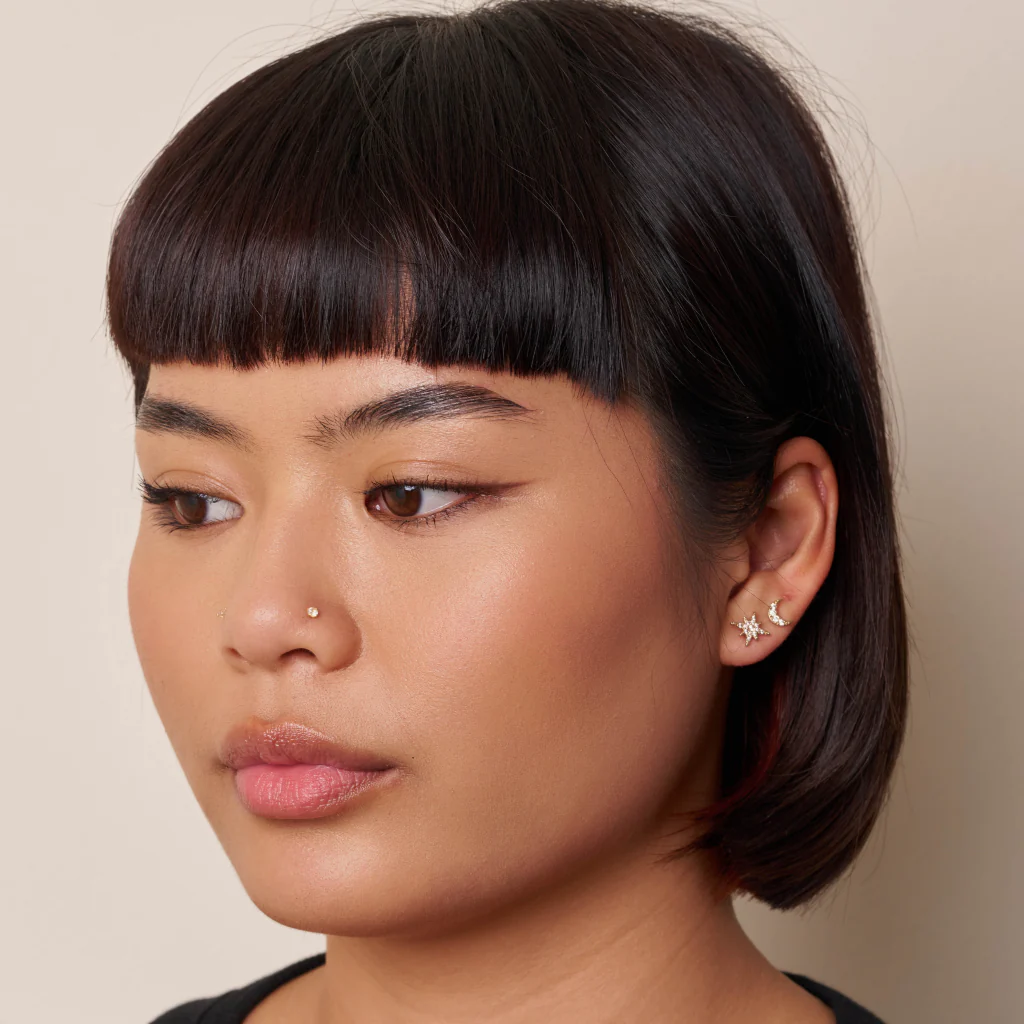 18ct Gold Plated Star & Moon Stud Earrings | Lexia - Image 3