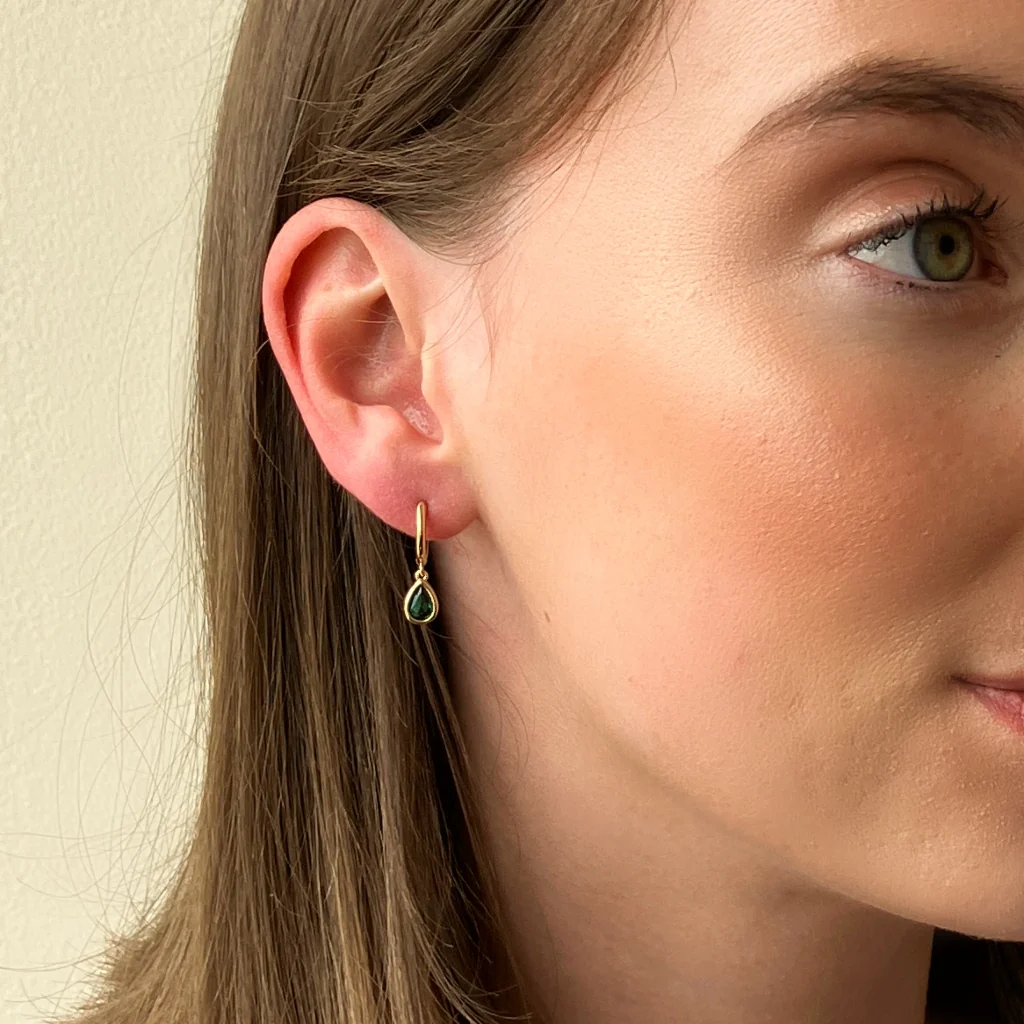 18ct Gold Plated Teardrop Charm Earrings | Bernon - Image 3