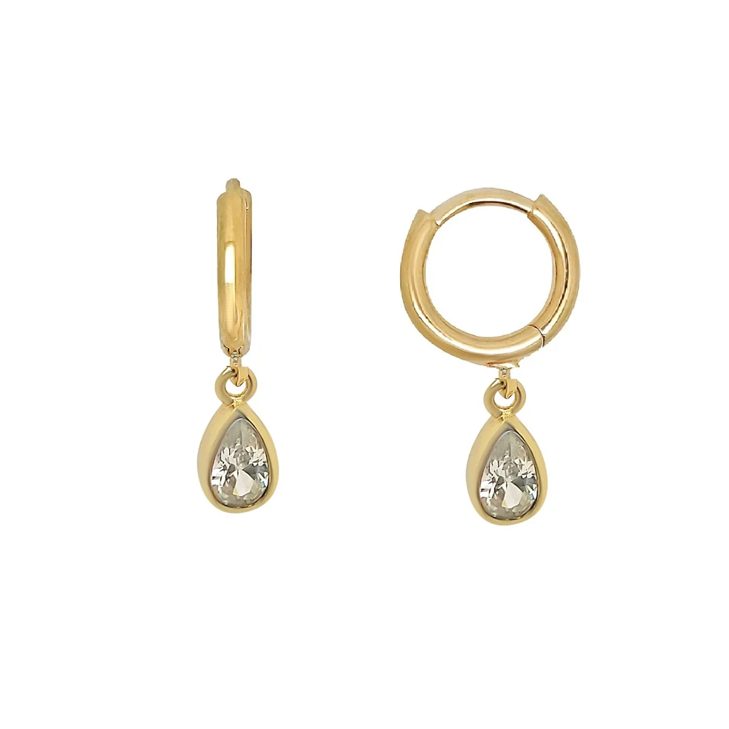 18ct Gold Plated Teardrop Charm Earrings | Bernon - Image 4