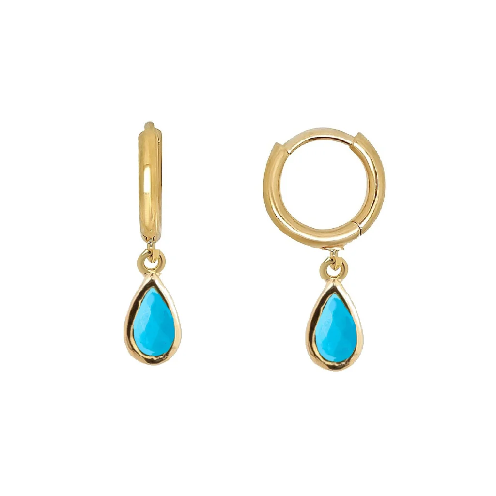 18ct Gold Plated Teardrop Charm Earrings | Bernon - Image 7