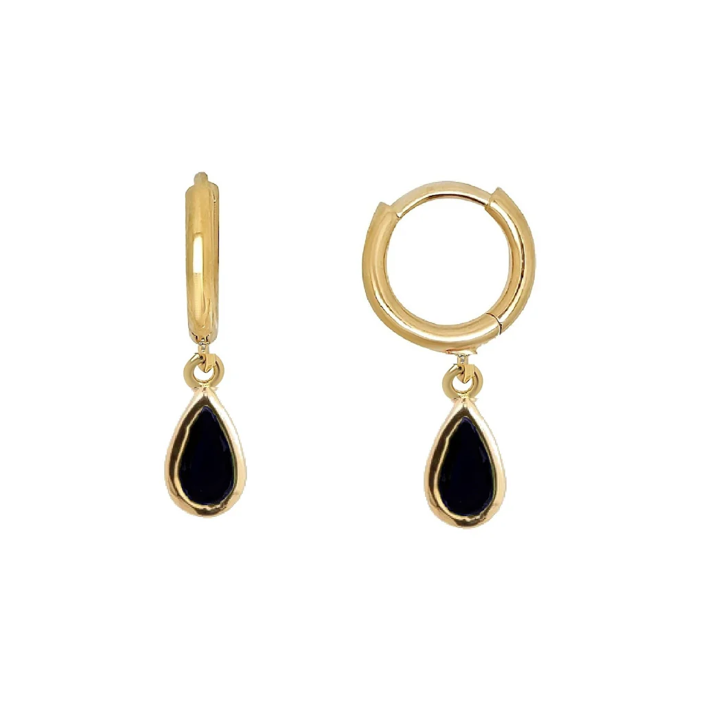 18ct Gold Plated Teardrop Charm Earrings | Bernon - Image 8