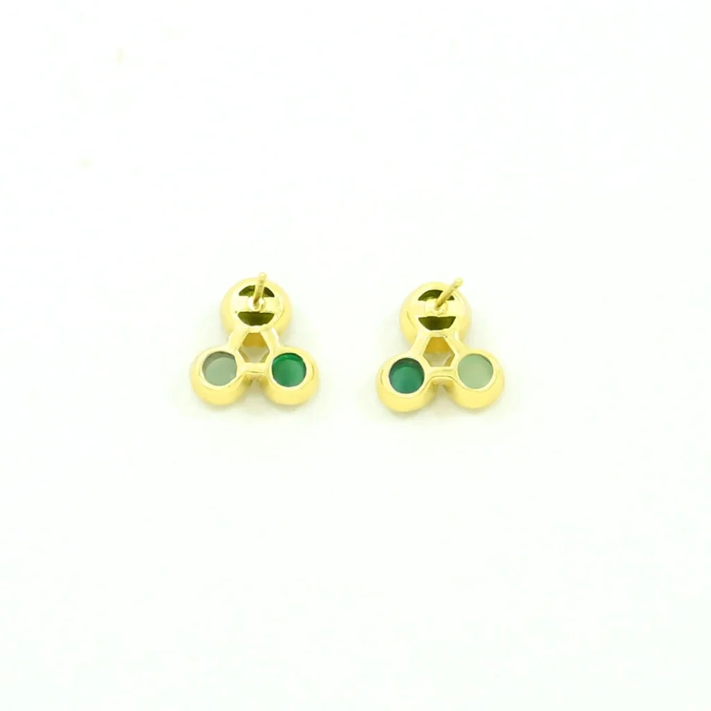 Gold Three Circle Stud Earrings | Ada | Noyre - Image 3