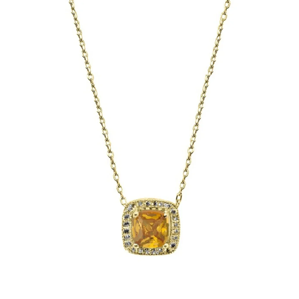 18ct Gold Plated Cushion Setting Necklace | Kamea