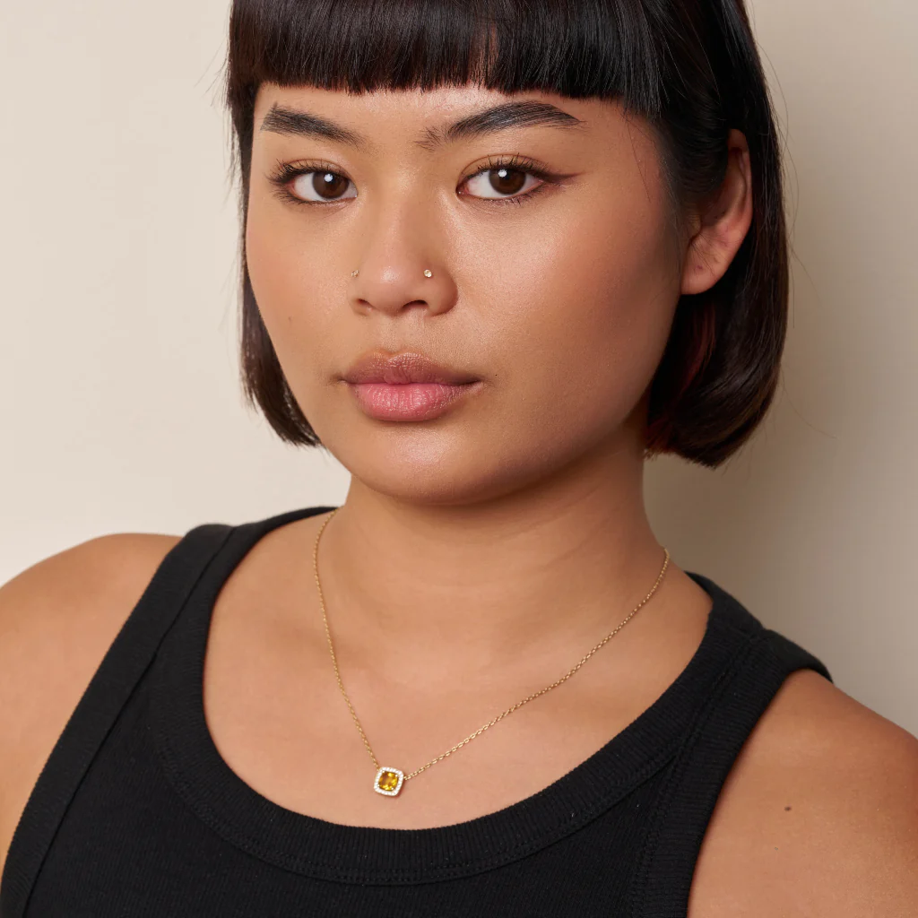 18ct Gold Plated Cushion Setting Necklace | Kamea - Image 2