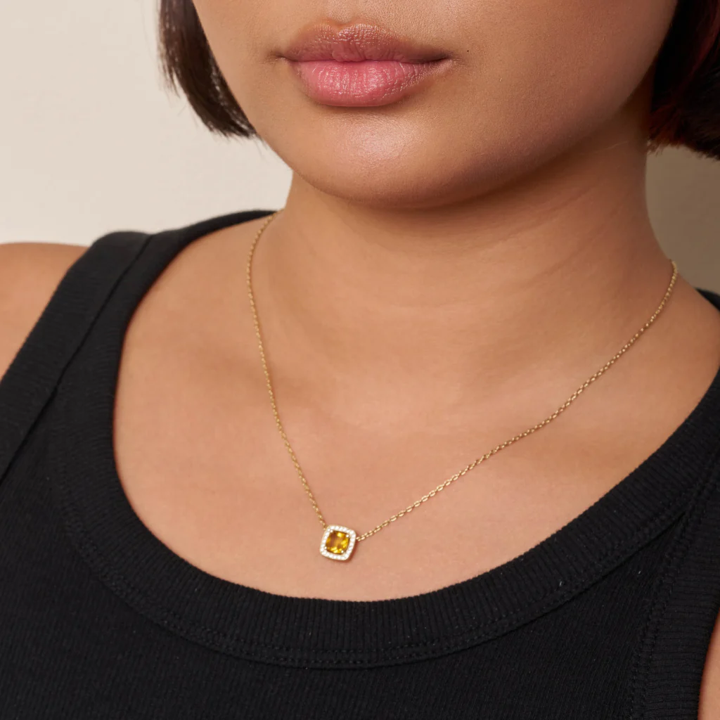 18ct Gold Plated Cushion Setting Necklace | Kamea - Image 3
