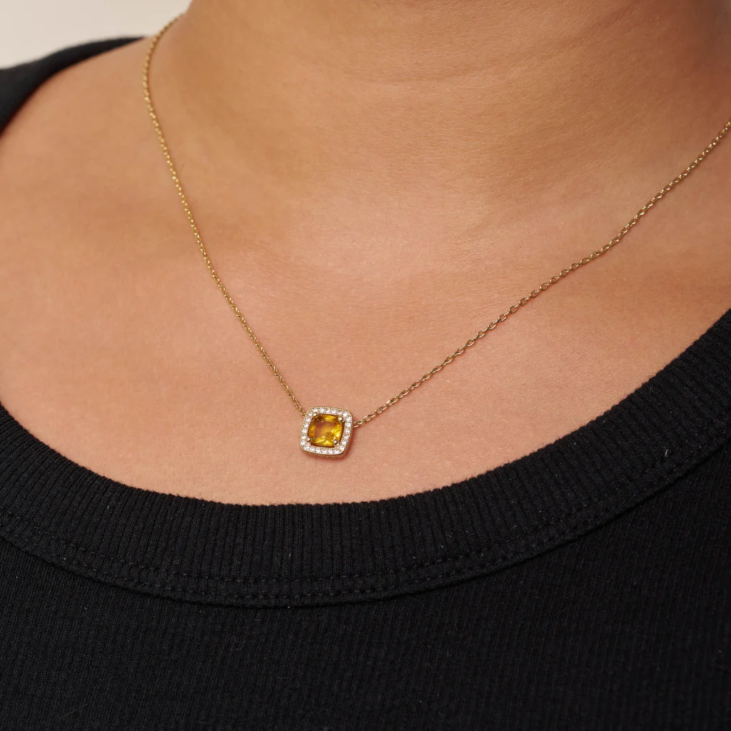 18ct Gold Plated Cushion Setting Necklace | Kamea - Image 4
