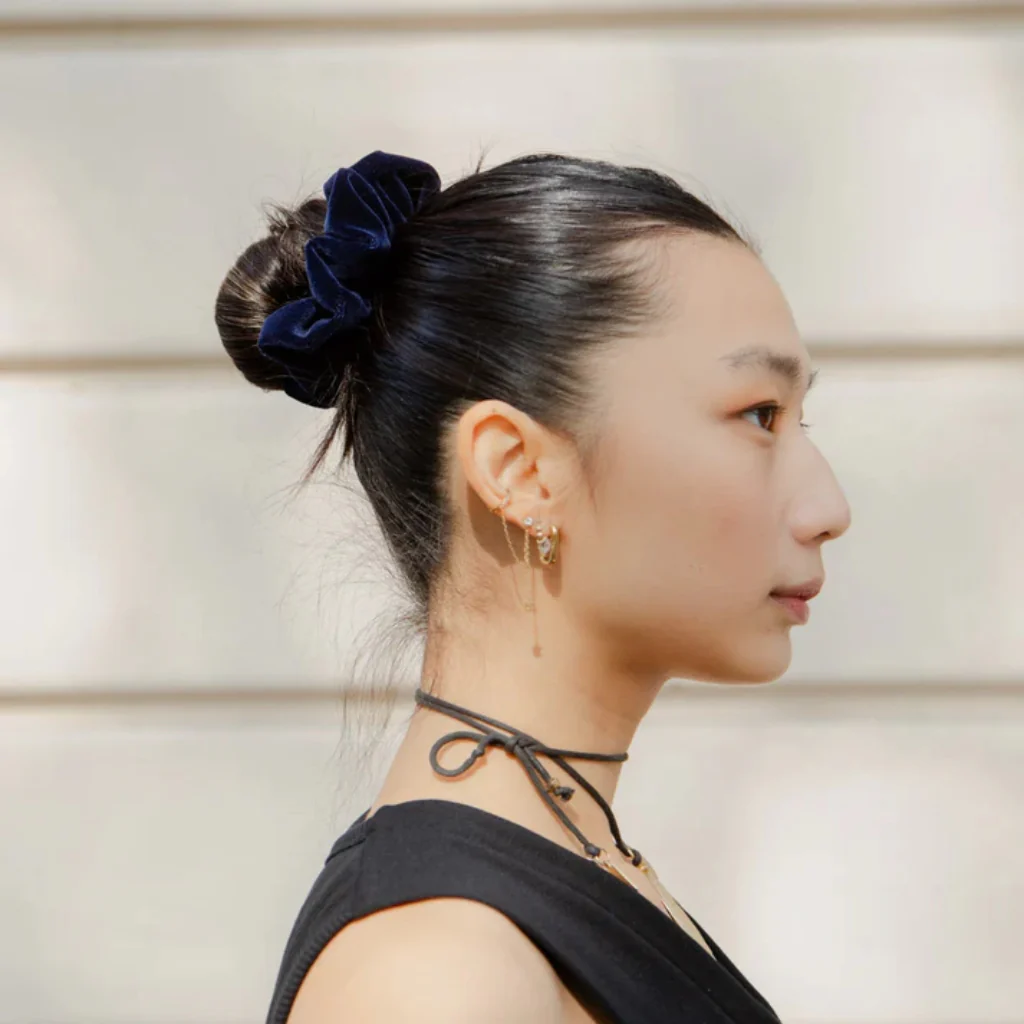 Hair Scrunchie | Midnight Blue Velvet | Chou² - Image 2