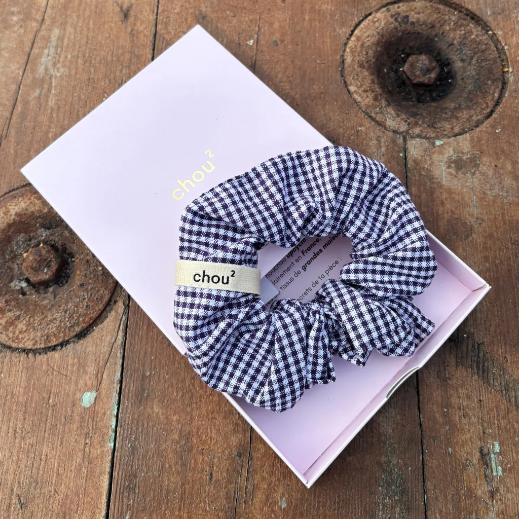 Hair Scrunchie | Purple Gingham | Chou² - Image 3