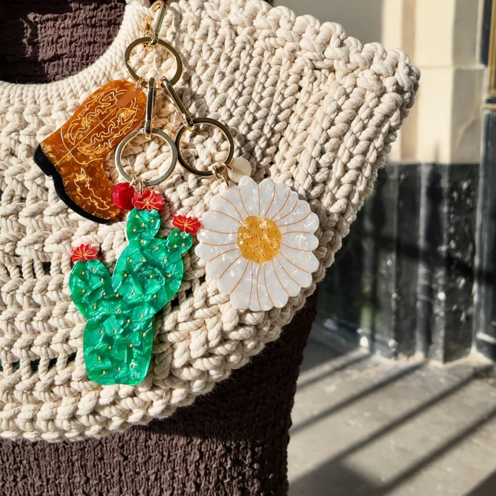 Hand-Painted Bag Charm & Keychain | Daisy | Solar Eclipse - Image 3
