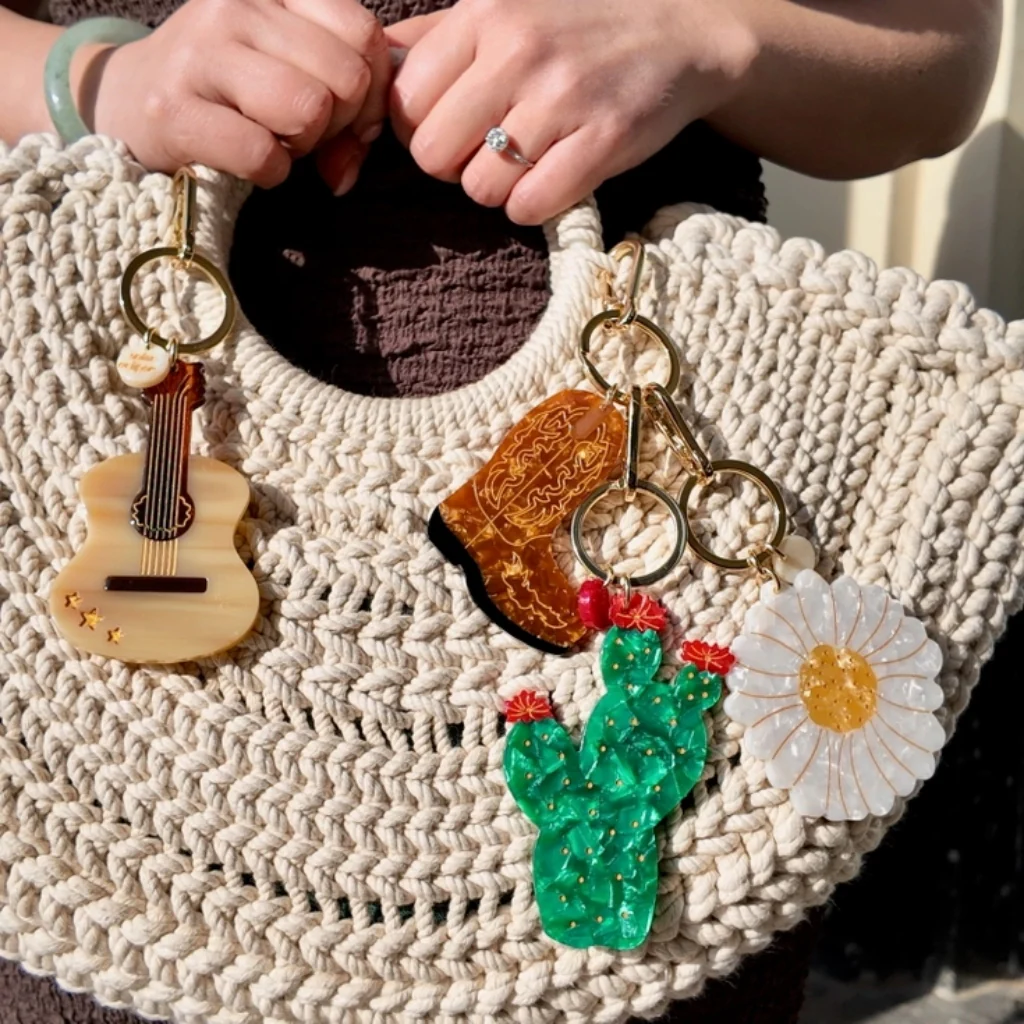 Hand-Painted Bag Charm & Keychain | Daisy | Solar Eclipse - Image 4