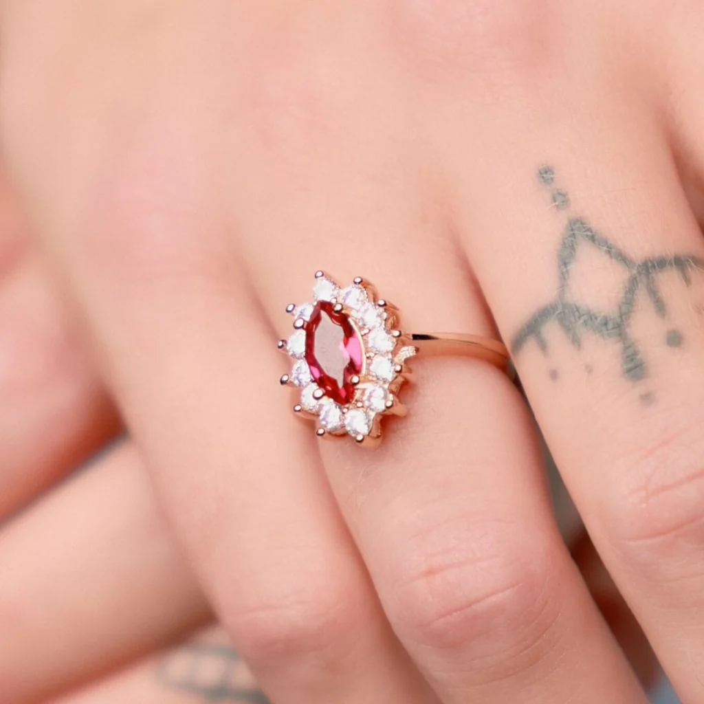 18ct Gold Plated Marquise Cut Cluster Ring | Karitsa - Image 6