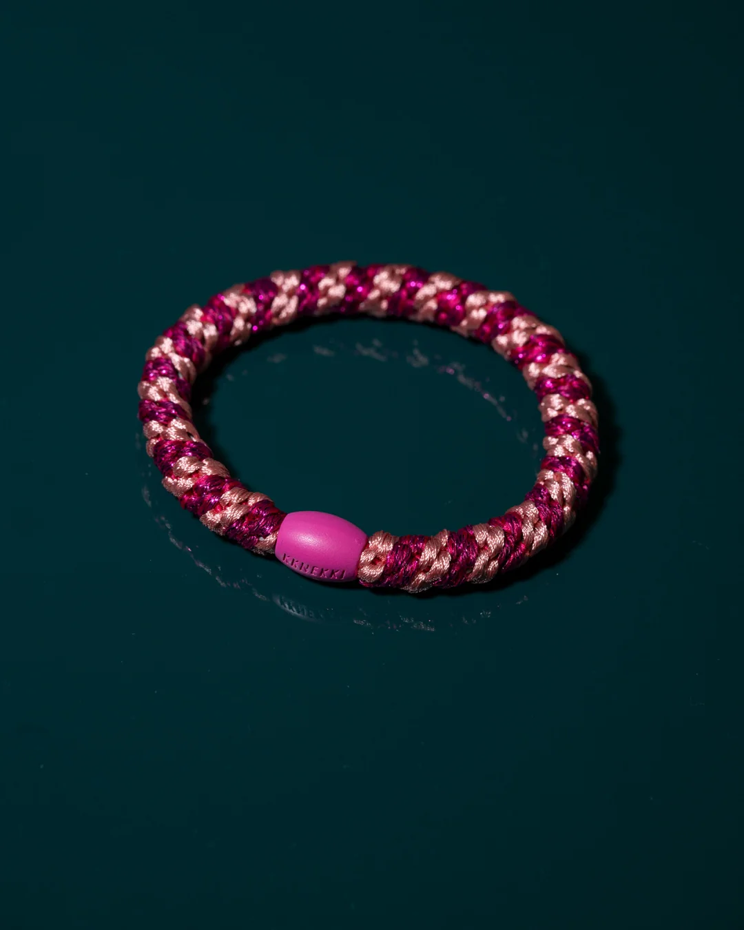Kknekki Hair Tie | Glitter Stripe | Faded Rose Electric Pink - Image 2