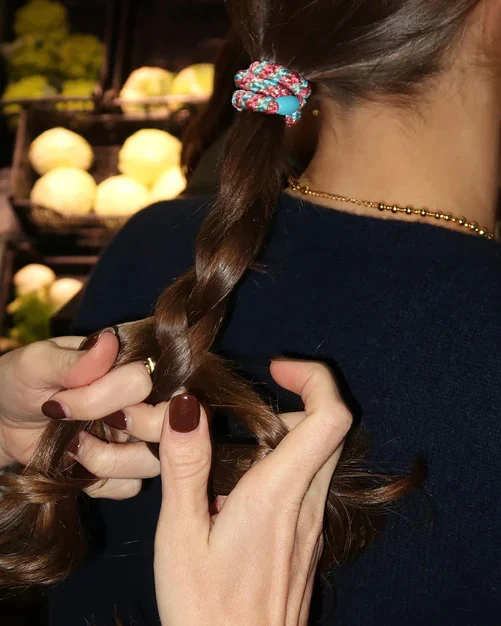Kknekki Hair Tie | Mix | Turquoise Coral Glitter - Image 2