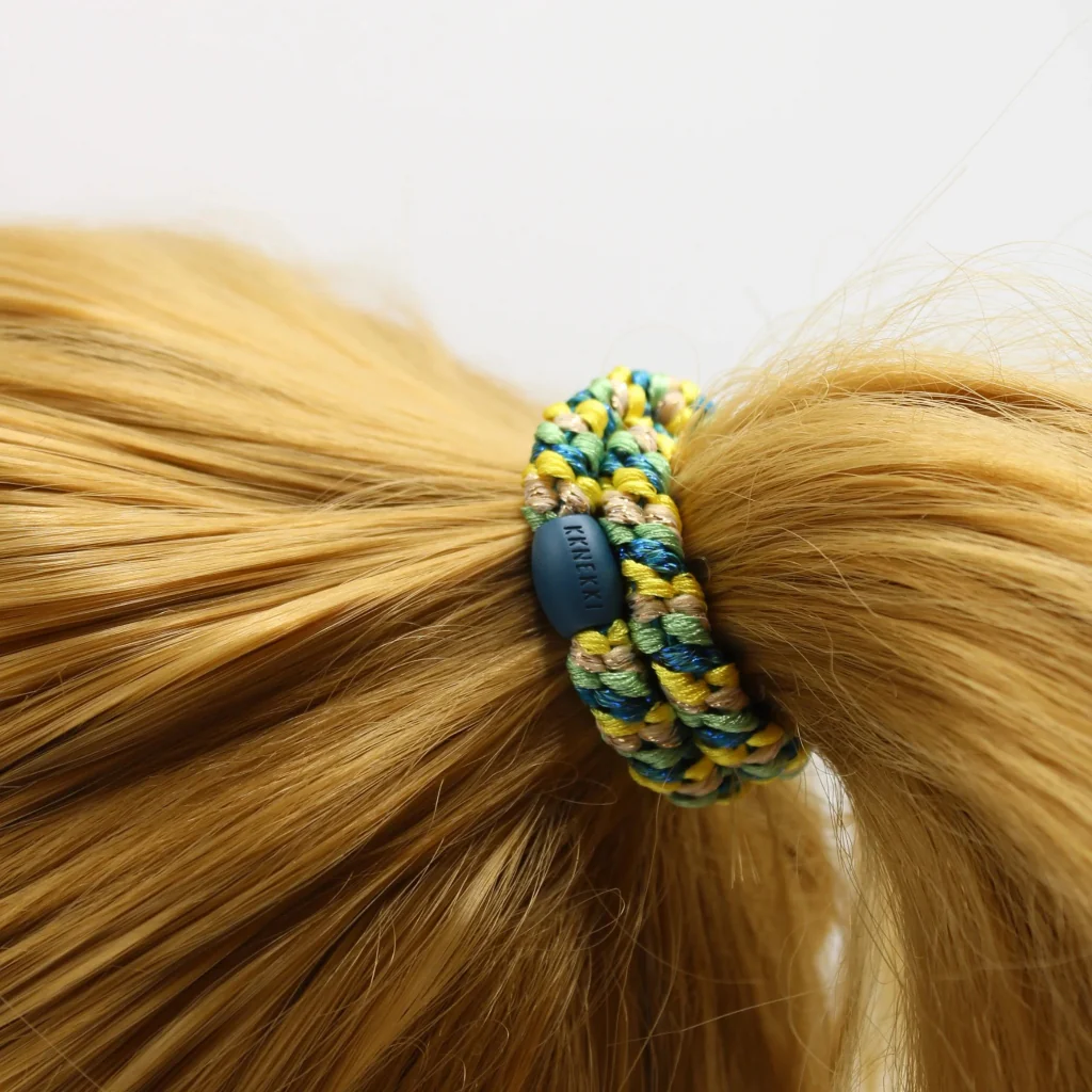 Kknekki Hair Tie | Mix | Yellow & Light Petrol Glitter - Image 2