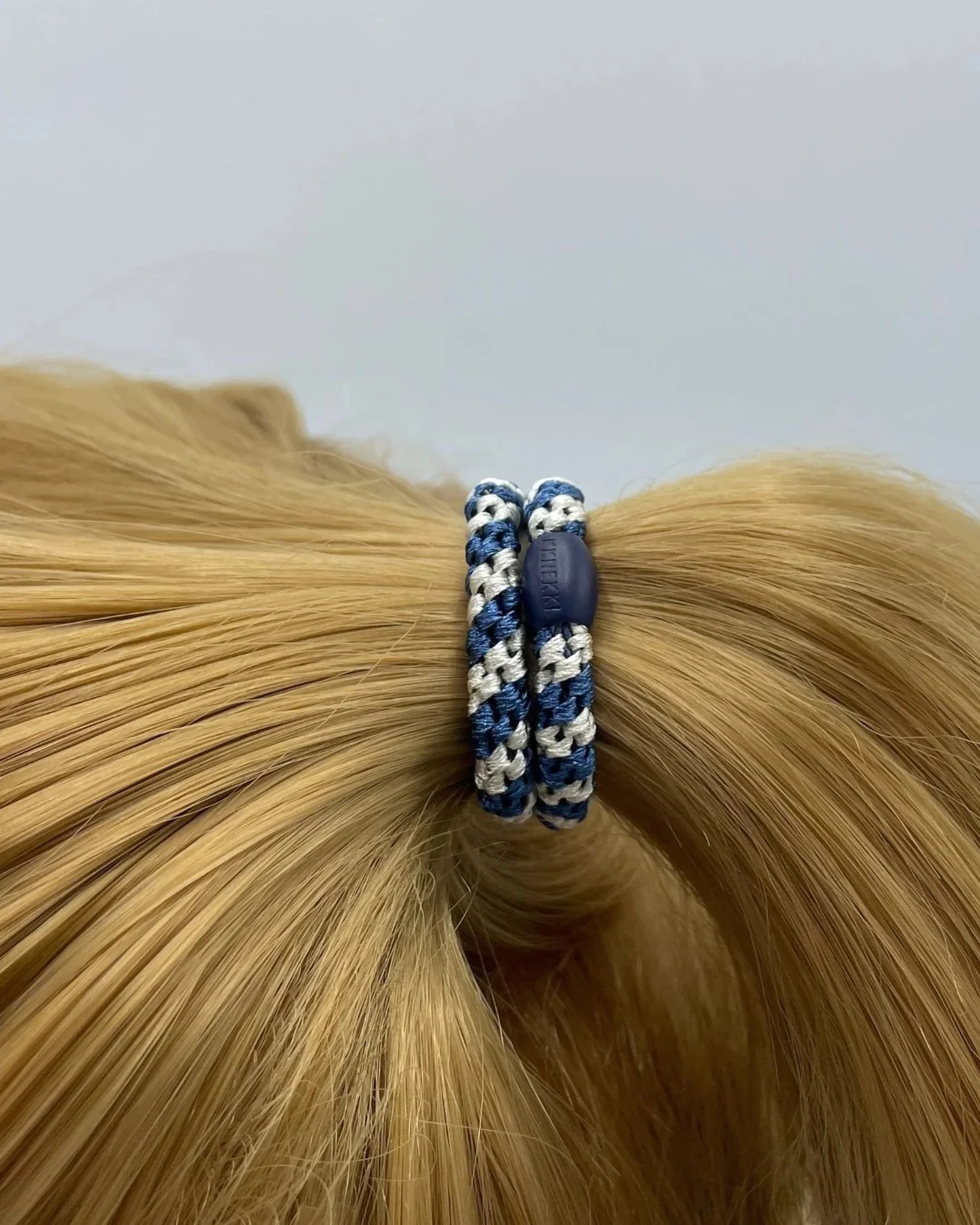 Kknekki Hair Tie | Slim Stripe | Indigo & Ivory - Image 3