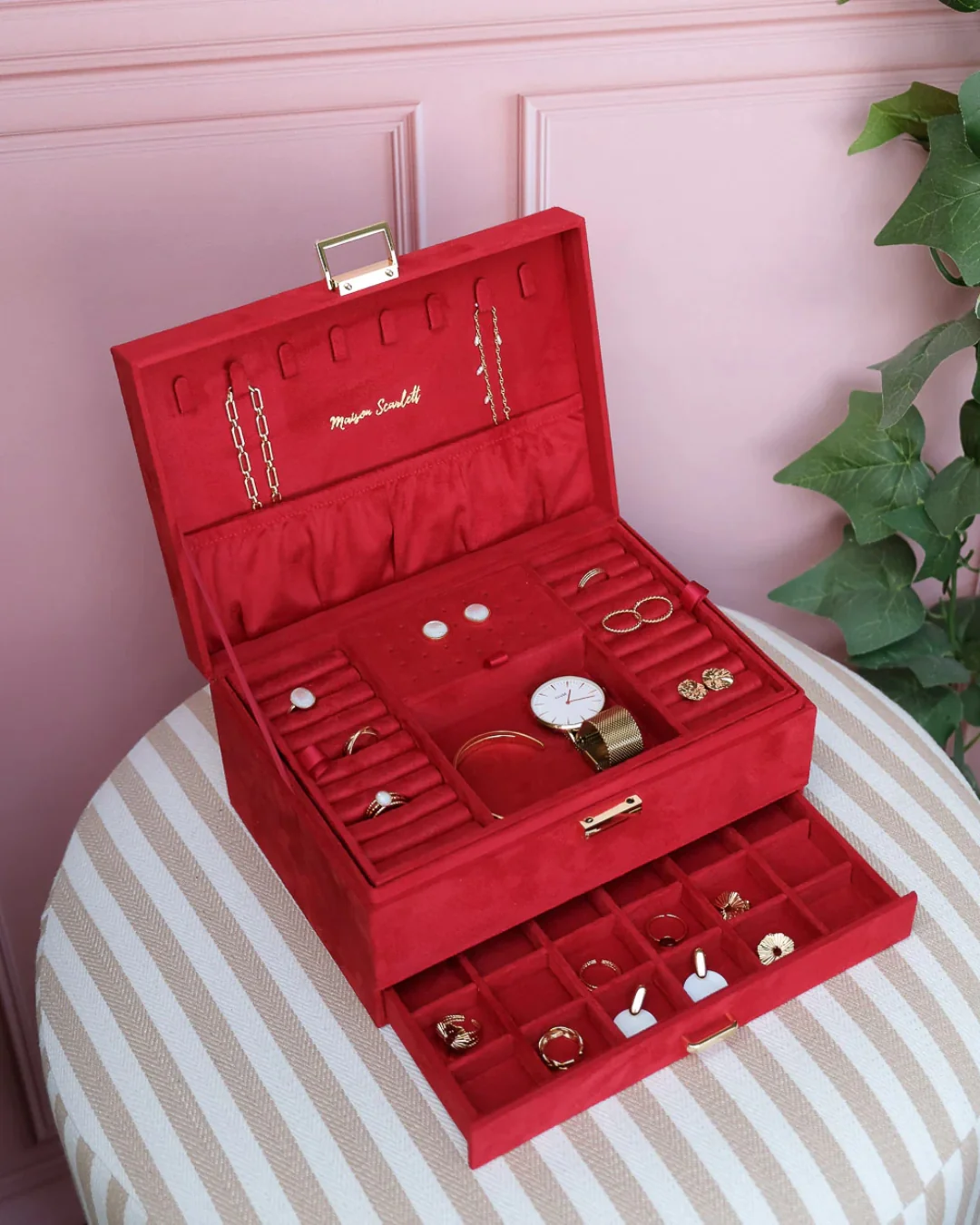 Large Jewellery Box | Denise | Velvet | Maison Scarlett - Image 12