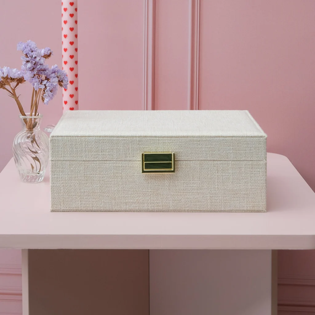 Large Rectangle Jewellery Box | Louise | Linen | Maison Scarlett - Image 5