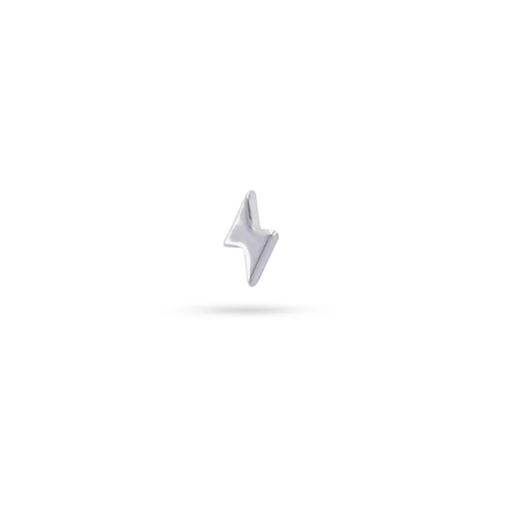 Steel Lightning Bolt Ball Back Single Stud Earring | Anartxy - Image 4