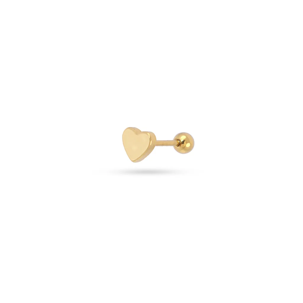 Steel Love Heart Ball Back Single Stud Earring | Anartxy - Image 3