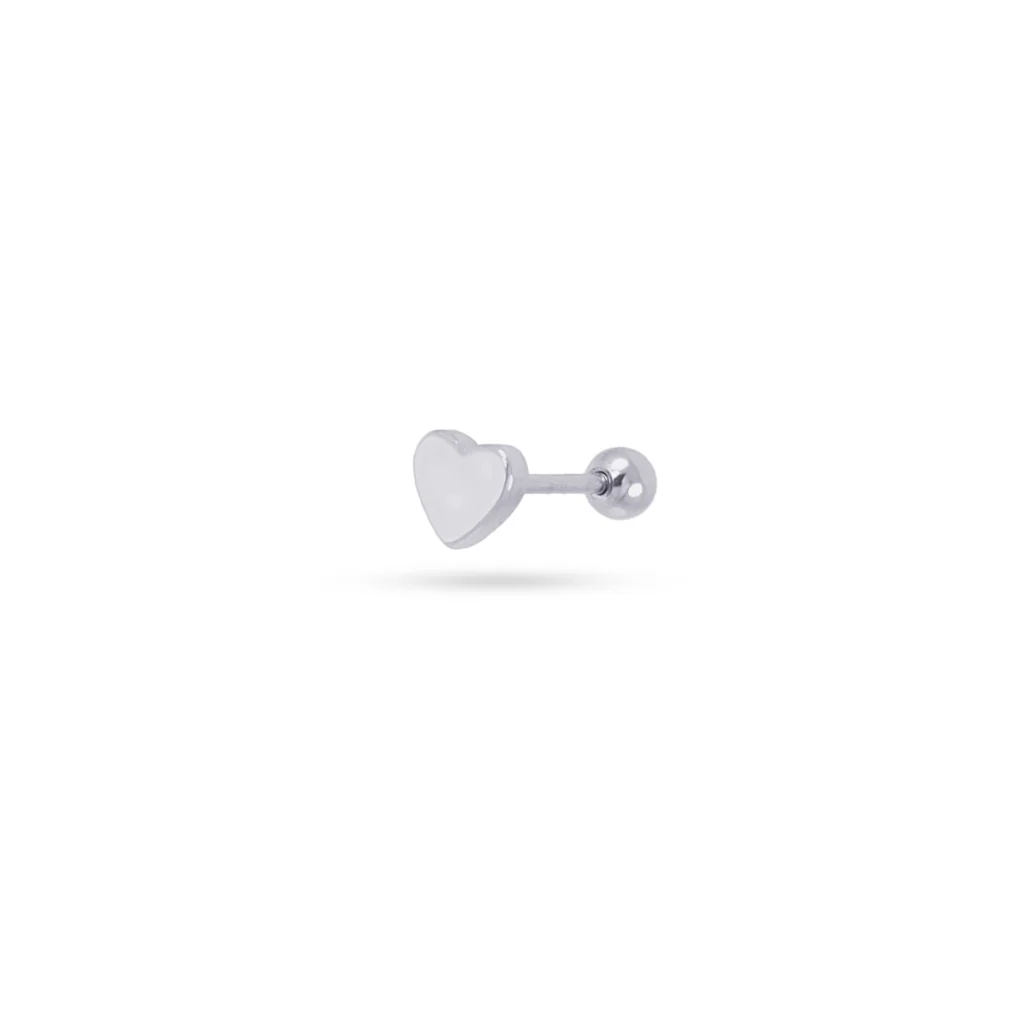 Steel Love Heart Ball Back Single Stud Earring | Anartxy - Image 5
