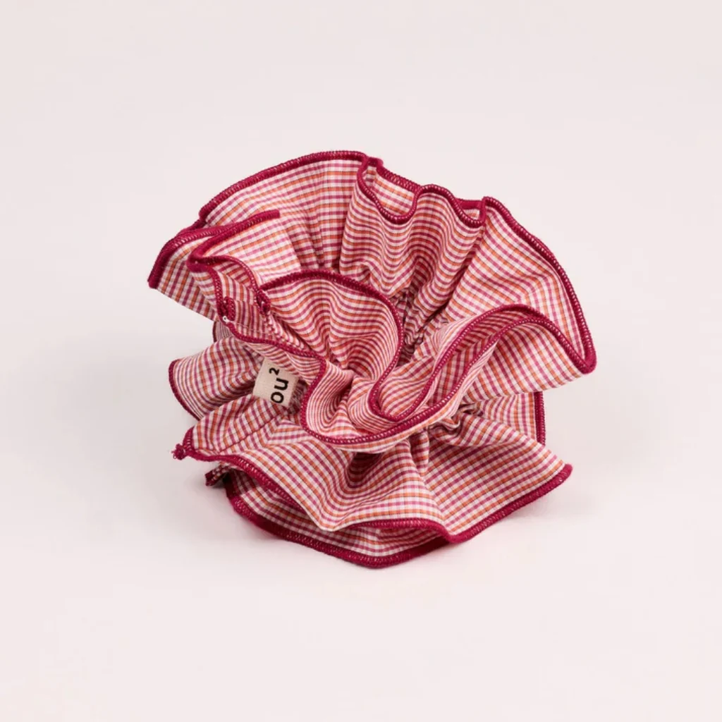 Maxi Hair Scrunchie | Burgundy Gingham | Chou² - Image 3