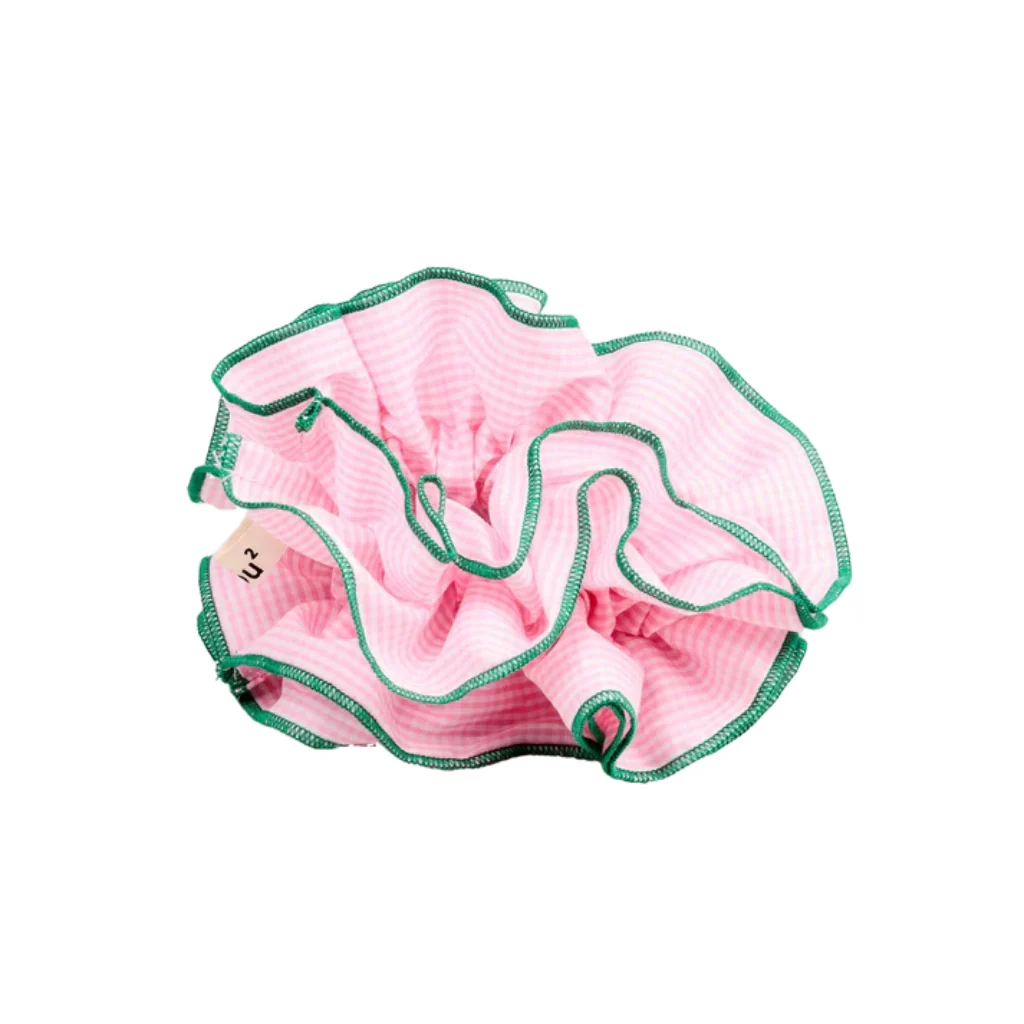 Maxi Hair Scrunchie | Pink Gingham & Green | Chou²