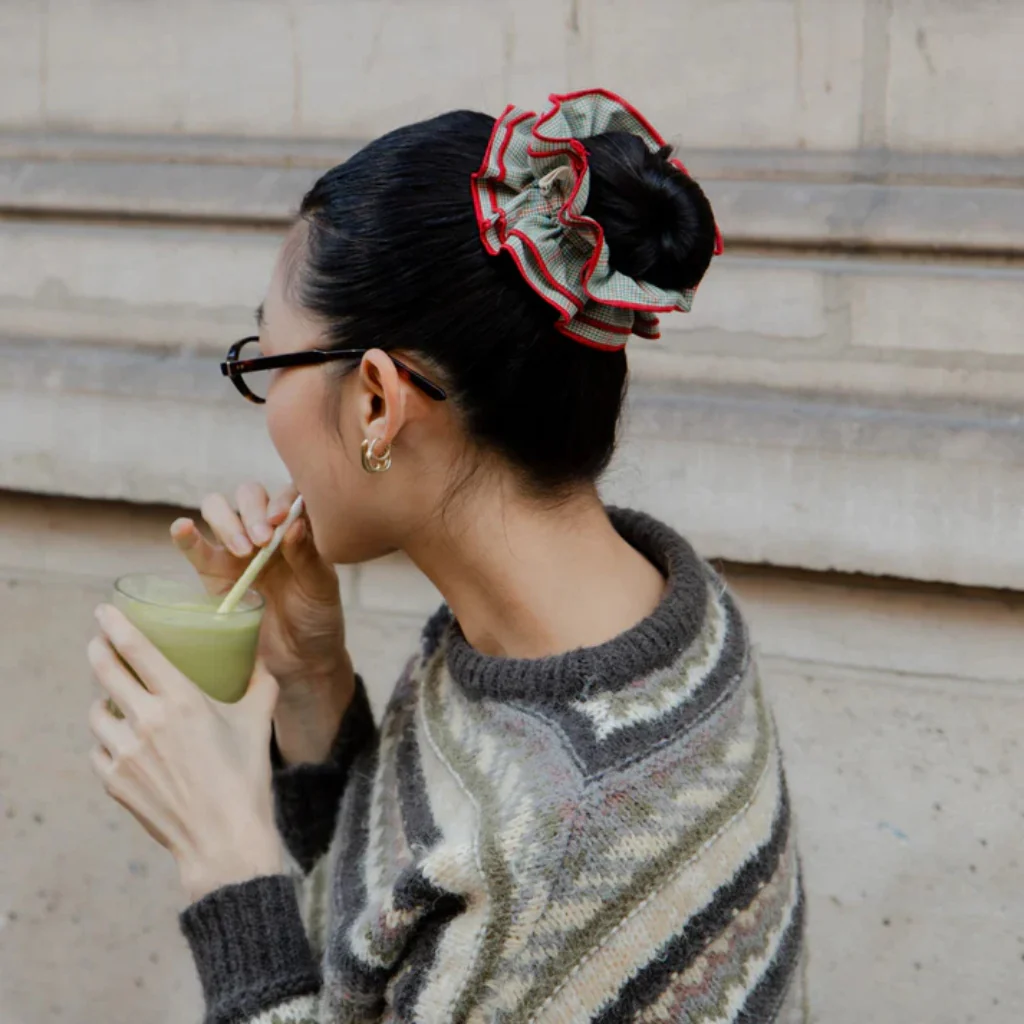 Maxi Hair Scrunchie | Red & Blue Gingham | Chou² - Image 2