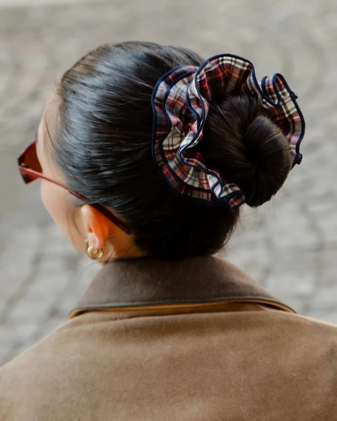 Maxi Hair Scrunchie | Red Tartan | Chou² - Image 2