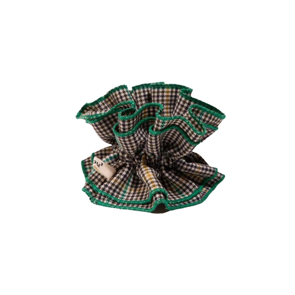 Maxi Hair Scrunchie | Yellow & Green Houndstooth | Chou²